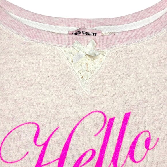 NWT Y2K Juicy Couture Sweatshirt Sz.M Pink Graphic Bow Coquette Preppy Comfy - Picture 3 of 11
